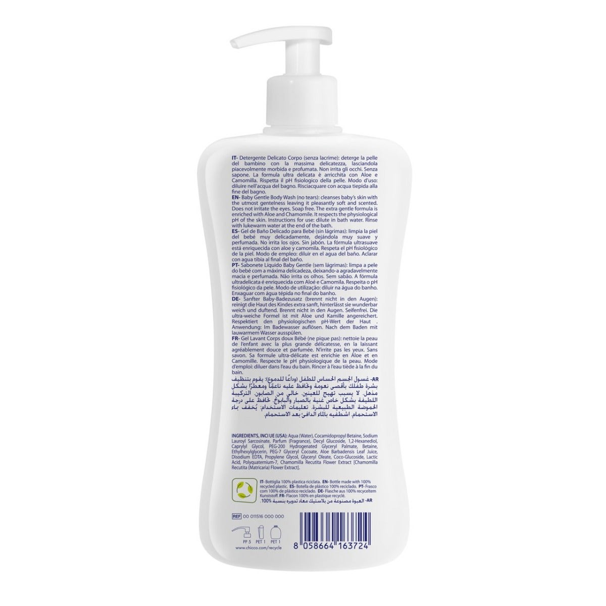Chicco Natural Sensation Baby Detergente Corpo Delicato 500ml 0Mesi+