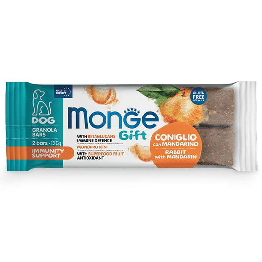 Monge Granola Bars Immunity Support Per Cani Adulti Coniglio Con Mandarino 120g