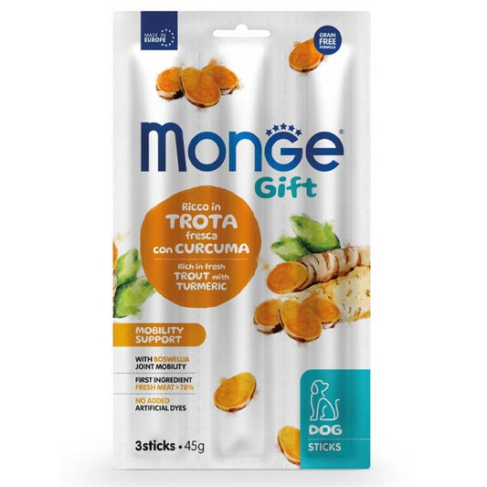 Monge Sticks Mobility Support Per Cani Adulti Trota Fresca Con Curcuma 45g