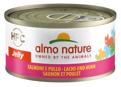 Almo Nature HFC Jelly Cibo Umido Salmone E Pollo Per Gatti Lattina 70g
