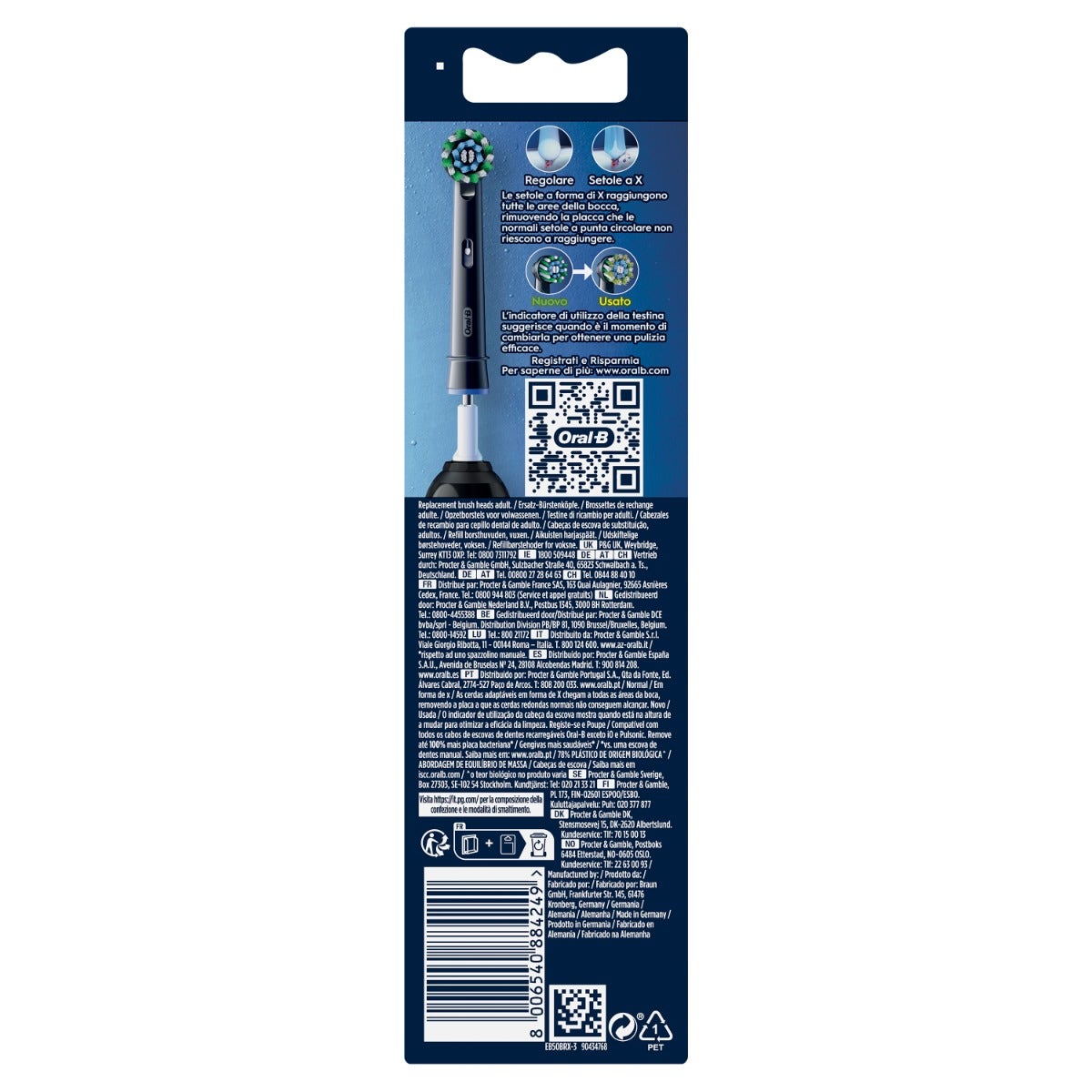 Oral-B Testine Di Ricambio Pro Cross Action Black 3 Pezzi