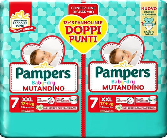 Pampers Baby Dry Pannolino Mutandina Duo Downcount Xxl 26 Pezzi
