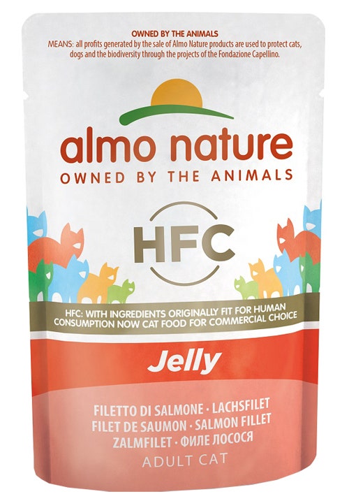Almo Nature HCF Jelly Cibo Umido Filetto Di Salmone Per Gatti Adulti Bustina 55g