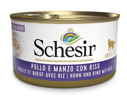Schesir Pollo E Manzo Con Riso Cibo Umido Gatti Adulti Lattina 85g