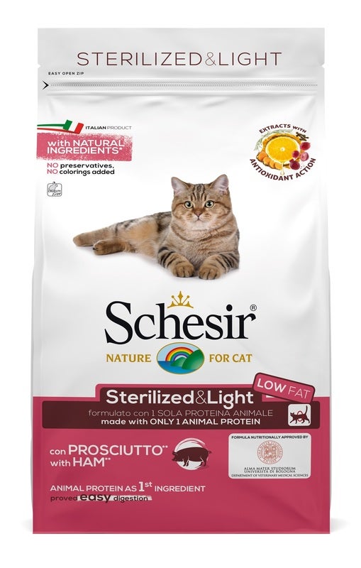Schesir Sterilized&Light Croccantini Con Prosciutto Per Gatti Adulti Sacco 400g