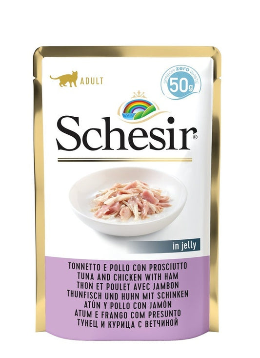 Schesir Tonnetto Con Prosciutto Cibo Umido Gatti Adulti Bustina 50g