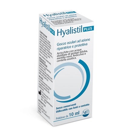 Hyalistil Plus Gocce Oculari A Base Di Sodio Ialuronato 0,4% Arrichite Con Acque Distillate Di Ginkgo Biloba, Mirtillo Nero, Finocchio E Centella Asiatica Polidose 10 Ml