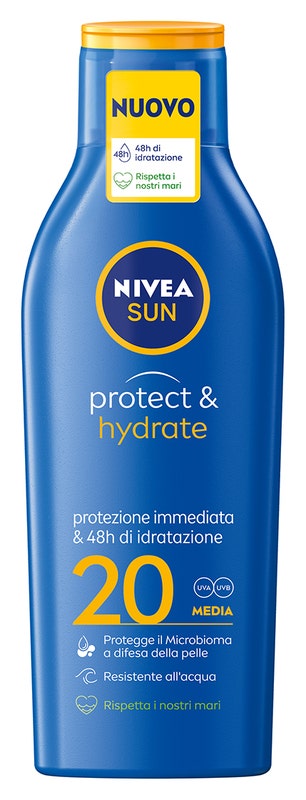 Nivea Sun Latte Solare Protect & Hydrate Fp20 Crema Solare Idratante Per 48 Ore 200ml