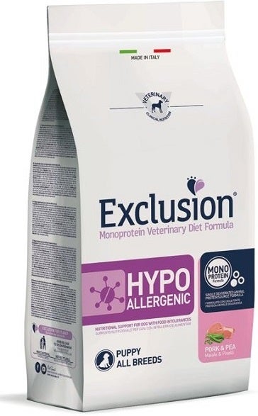 Exclusion Monoprotein Veterinary Diet Formula Hypoallergenic Crocchette Suino/Piselli Per Cuccioli Sacco 2kg