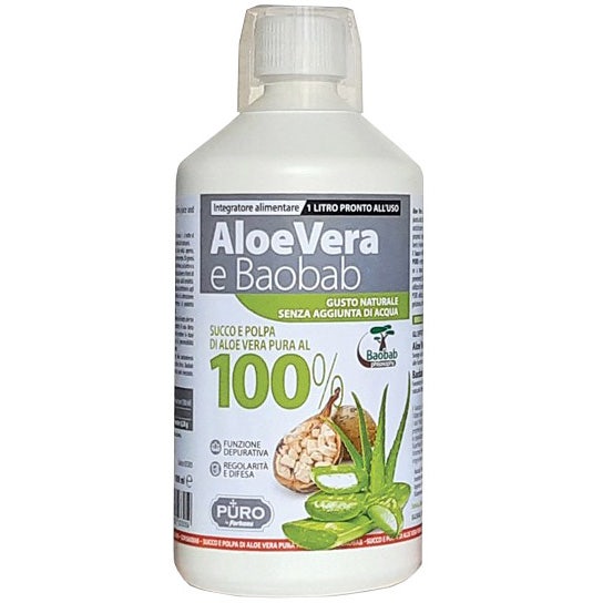 Forhans Puro Aloe Vera Succo E Polpa 100% + Baobab 1 Litro