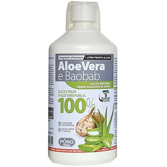 Forhans Puro Aloe Vera Succo E Polpa 100% + Baobab 1 Litro