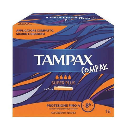 Tampax Compak Super Plus 16 Assorbenti Interni Flussi Molto Abbondanti