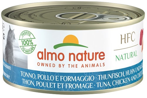 Almo Nature HFC Natural Tonno Pollo e Formaggio Cibo Umido Per Gatti Adulti 150g