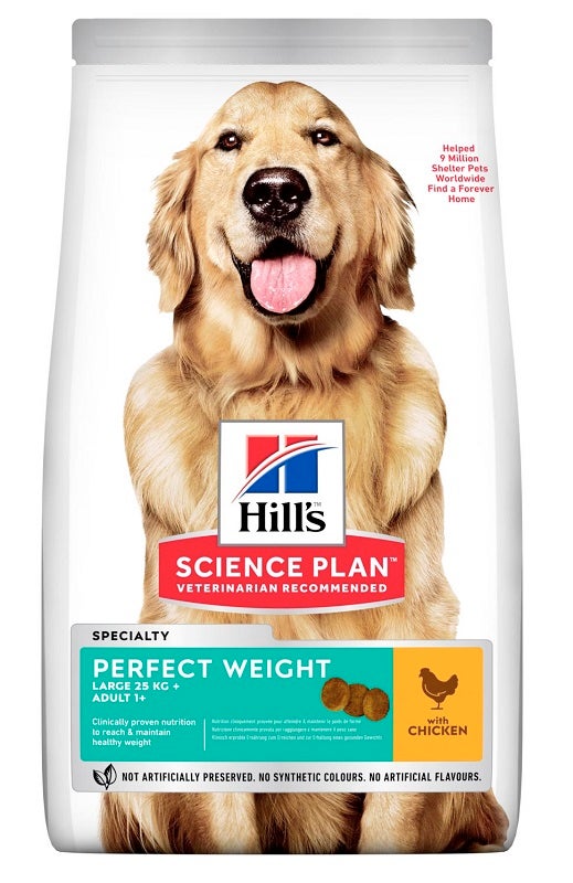 Hill's Science Plan Perfect Weight Large Adult 1+ Con Pollo Cibo Secco Per Cani 12kg