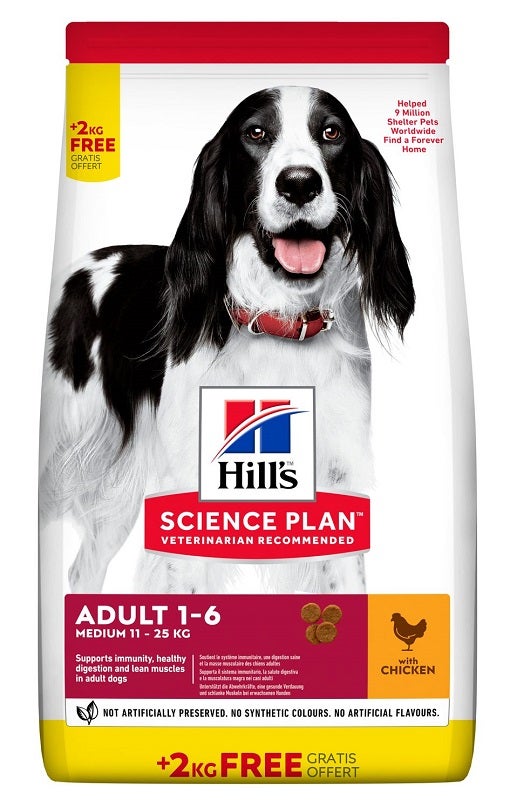 Hill's Science Plan Medium Adult 1-6 Con Pollo Cibo Secco Per Cani 12kg