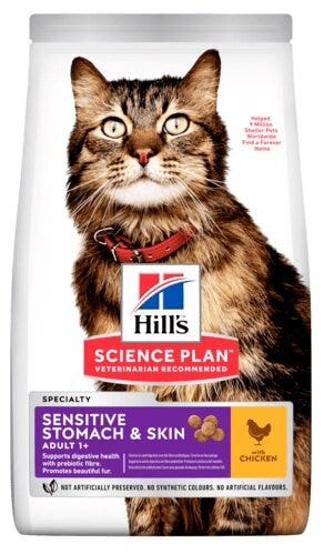 Hill's Science Plan Adult Sensitive Stomach & Skin Con Pollo Cibo Secco Per Gatti 1,5kg