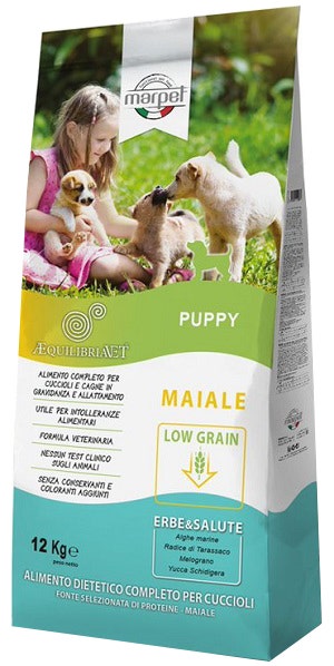 Marpet Aequilibriavet Low Grain Maiale Cibo Secco Per Cani Cuccioli Sacco 12 Kg