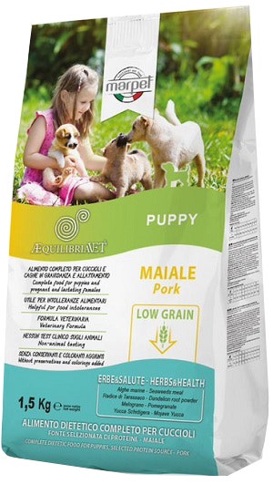 Marpet Aequilibriavet Low Grain Maiale Cibo Secco Per Cani Cuccioli Sacco 1,5Kg