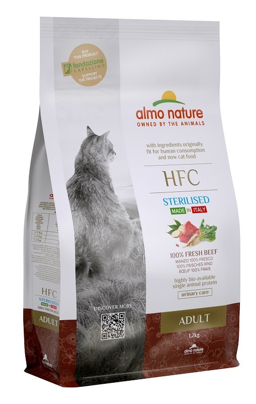Almo Nature HFC Cibo Secco Manzo Per Gatti Adulti Sterilizzati Sacco 1,2kg