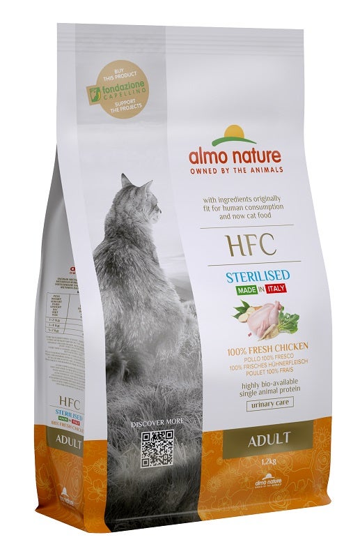 Almo Nature HFC Cibo Secco Pollo Per Gatti Adulti Sterilizzati Sacco 1,2kg