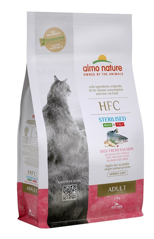 Almo Nature HFC Cibo Secco Salmone Per Gatti Adulti Sterilizzati Sacco 1,2kg