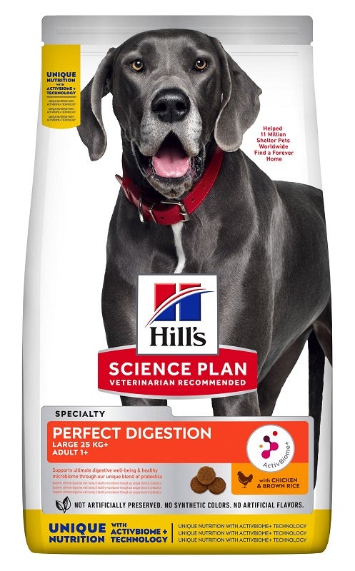 Hill's Science Plan Perfect Digestion Large 25 Kg+ Adult 1+ Chicken & Brown Rice 12kg