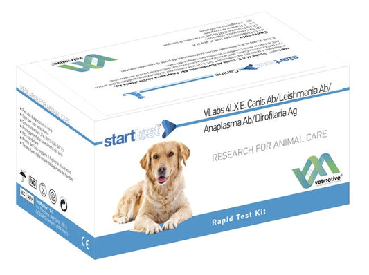 VetMotive Start Test VLabs 4LX E. Canis Ab/Leishmania Ab/Anaplasma Ab/Dirofilaria Ag 10 Kit