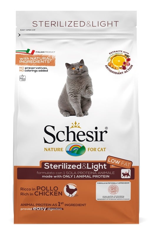 Schesir Sterilized&Light Croccantini Con Pollo Per Gatti Adulti Sacco 1,5kg