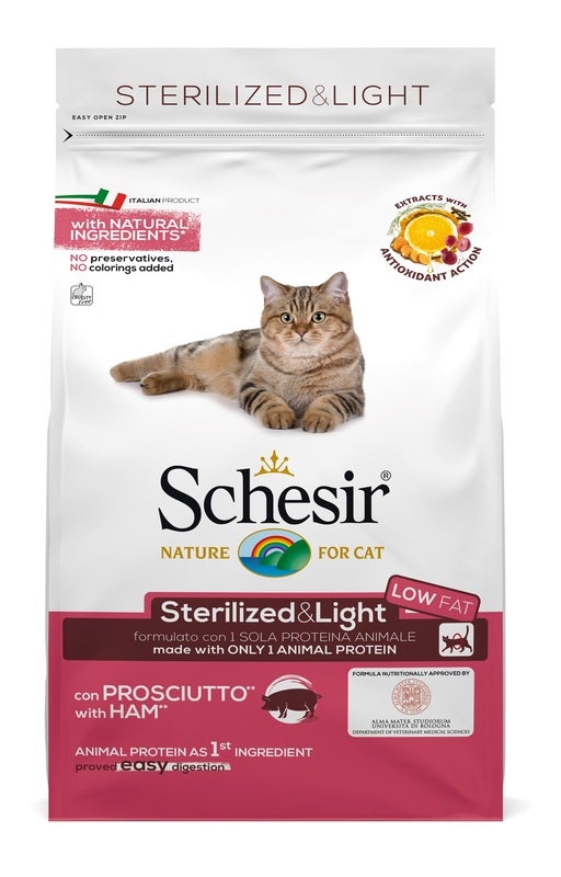 Schesir Sterilized&Light Croccantini Con Prosciutto Per Gatti Adulti Sacco 1,5kg