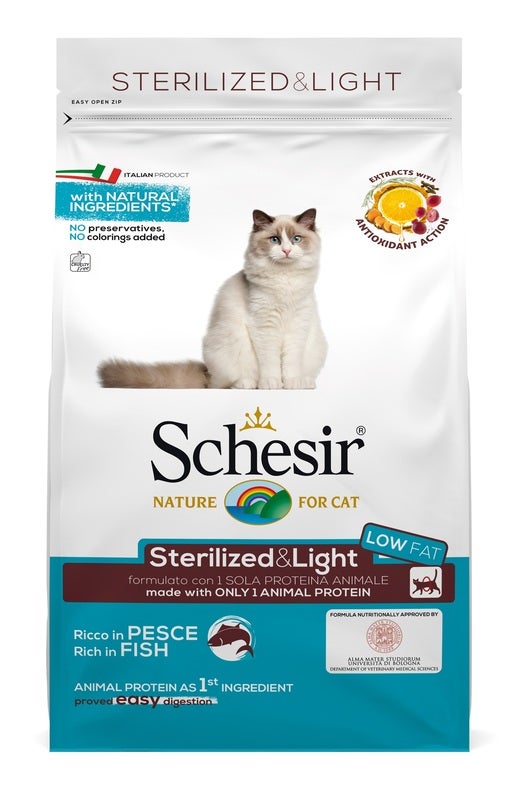 Schesir Sterilized&Light Croccantini Con Pesce Per Gatti Adulti Sacco 1,5kg