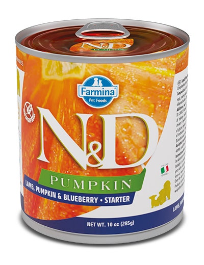 Farmina Natural & Delicious Pumpkin Starter Con Agnello Zucca E Mirtillo Per Cani Cuccioli 285g