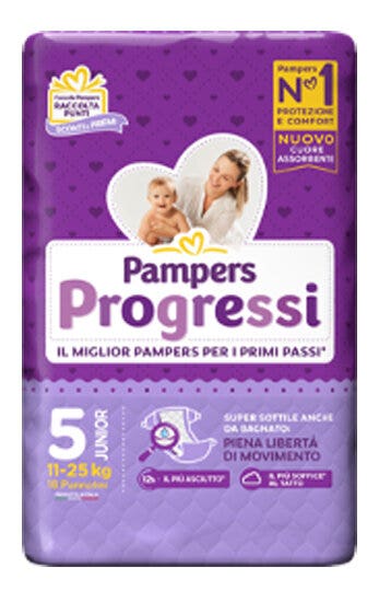 Pampers Progressi Taglia 5 Junior (11-25 kg) 18 Pezzi