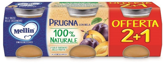 Mellin Omogeneizzato Prugna Con Mela 3x100g 4Mesi+