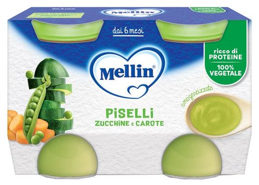 Mellin Omogeneizzato Piselli/Carote 2x130g 6Mesi+