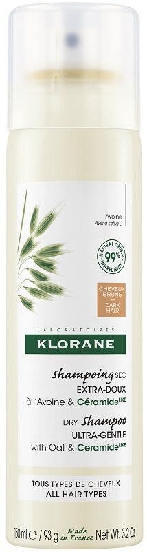 Klorane Shampoo Secco Extra-Delicato all'Avena & Ceramide Capelli Scuri 150ml