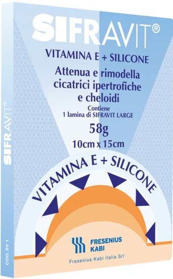 Placca In Silicone E Vitamina E Sifravit Dimensioni 15X10Cm. Indicata Nel Trattamento Di Cheloidi E Cicatrici Ipertrofiche Conseguenti Ad Interventi C Hirurgici, Ustioni, E Ferite