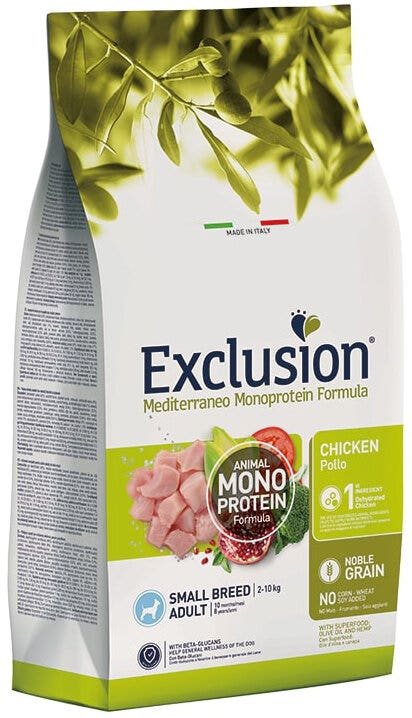 Dorado Exclusion Mediterraneo Monoprotein Noble Grain Adult Small Breed Con Pollo Cibo Secco Per Cani 7kg