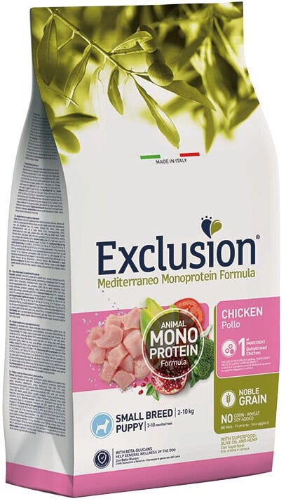 Dorado Exclusion Mediterraneo Monoprotein Noble Grain Puppy Small Breed Con Pollo Cibo Secco Per Cani 500g
