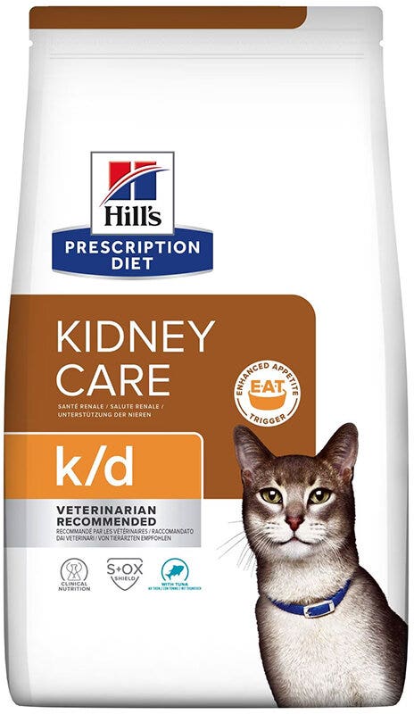Hill's Prescription Diet K/D Kidney Care Con Tonno Cibo Secco Per Gatti 1,5kg