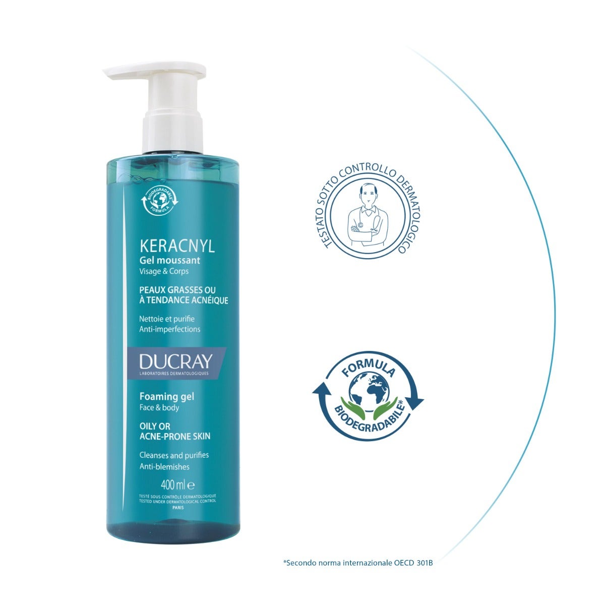 Ducray Keracnyl Gel Detergente Pelle Grassa 400ml