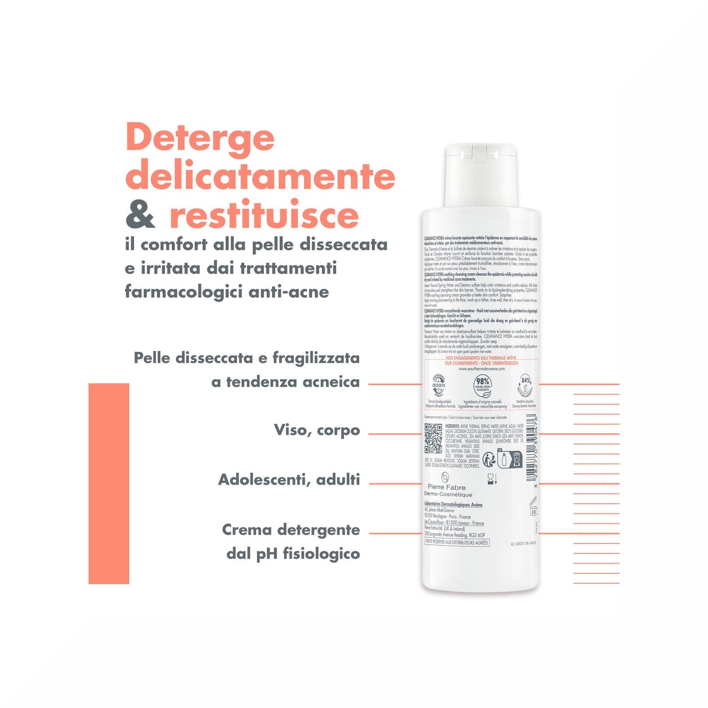 Eau Thermale Avène Cleanance Hydra Crema Detergente Lenitiva 200ml