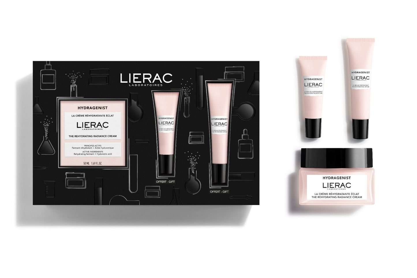 Lierac Cofanetto Hydragenist Viso Reidratante Pelle Secca 50ml+Siero Viso Reidratante 15 ml+Trattamento Occhi 7,5ml