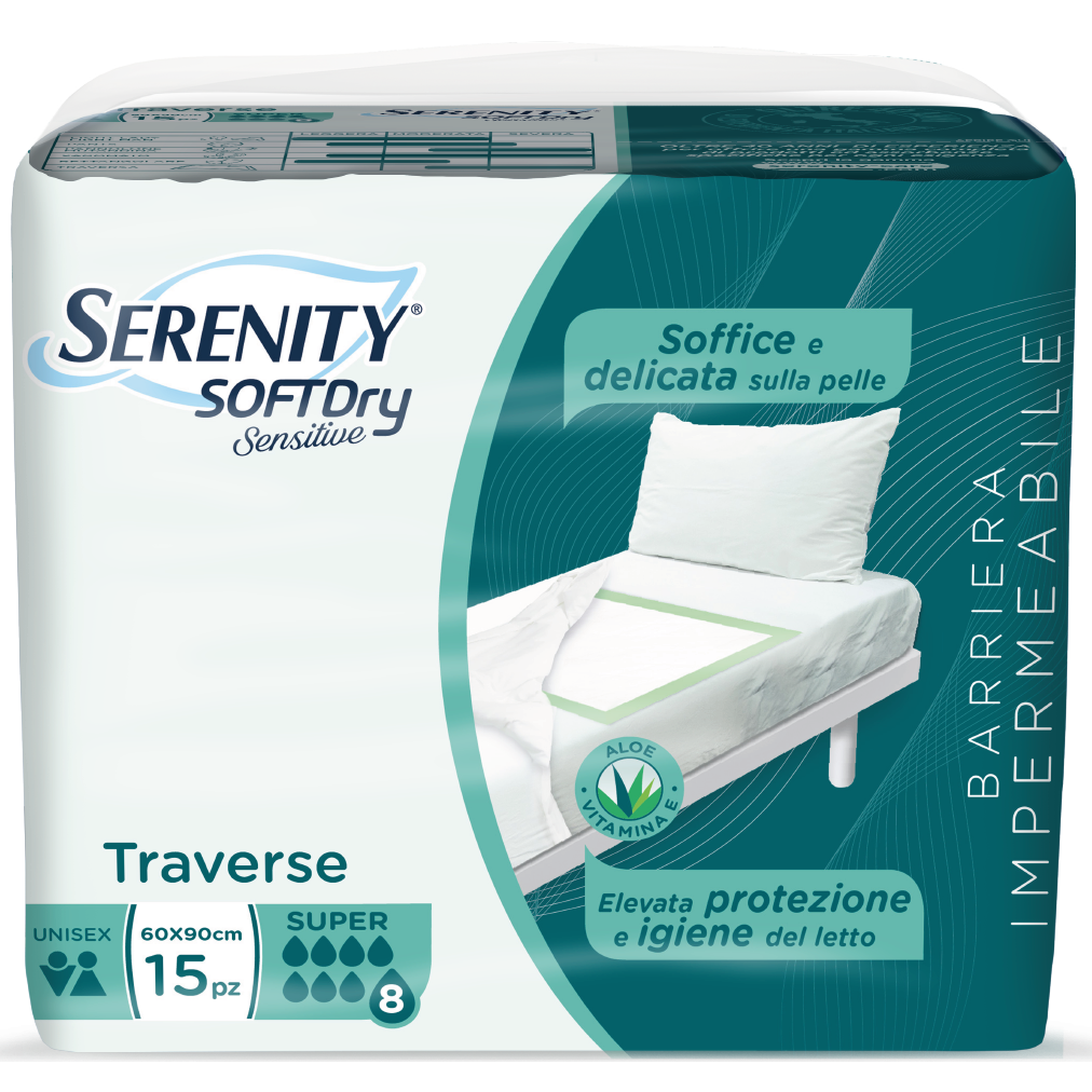Serenity Soft Dry Sensitive Traversa Assorbente Super 60x90 15 Pezzi