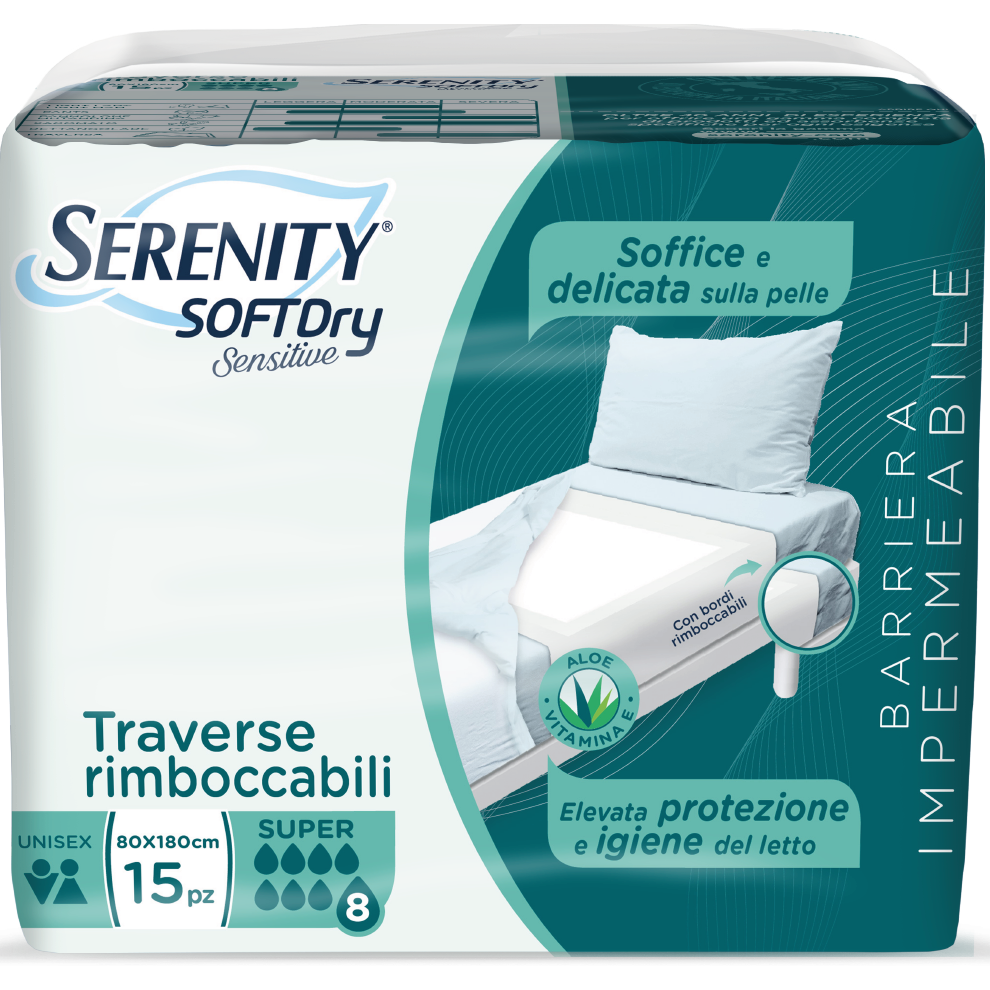 Serenity Soft Dry Sensitive Traversa Assorbente Super 80x180 15 Pezzi