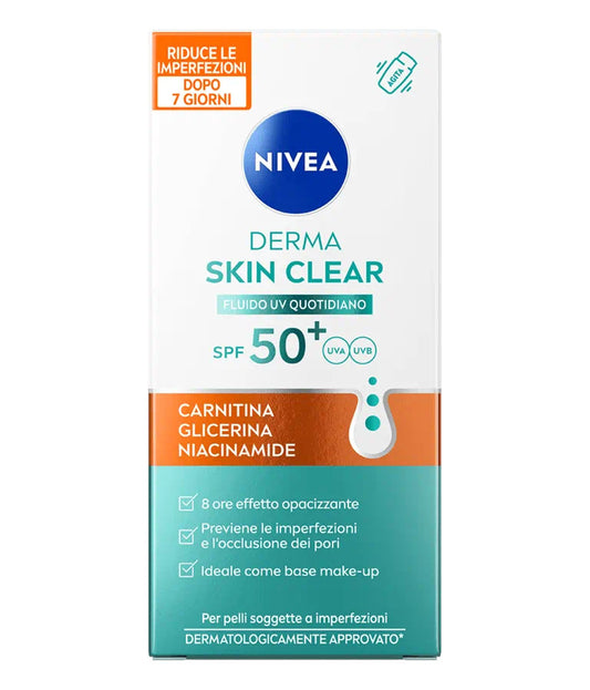 Nivea Derma Skin Clear Fluido Uv Quotidiano SPF50+ Opacizzante Viso 40ml