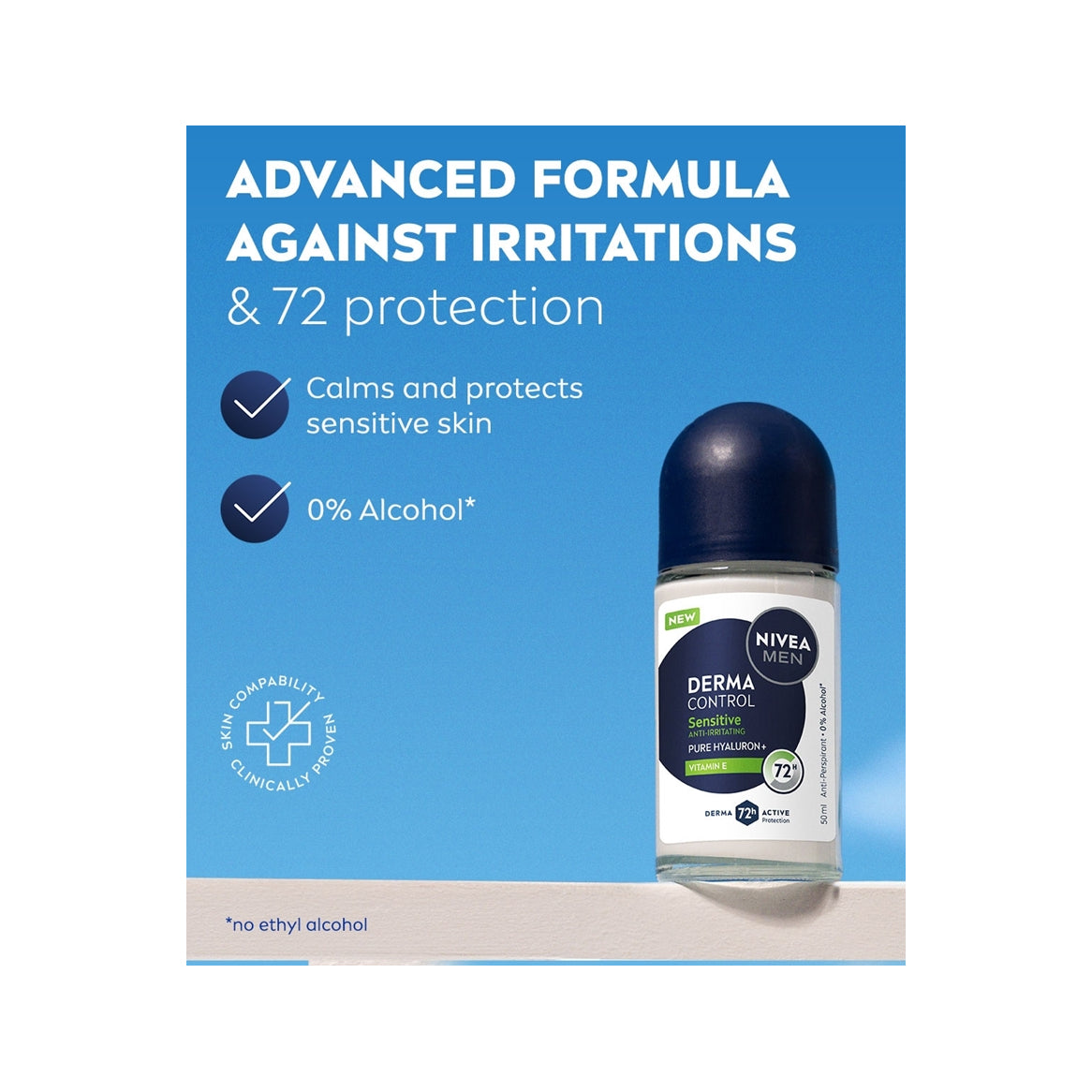 Nivea Men Derma Control Sensitive Deodorante Antitraspirante Roll-On 72H 50ml