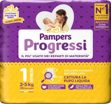 Pampers Progressi New Born Taglia 1 (2-5 Kg) 28 Pezzi