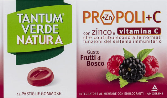 Tantum Verde Natura Propoli+C Frutti di Bosco 15 Pastiglie Gommose