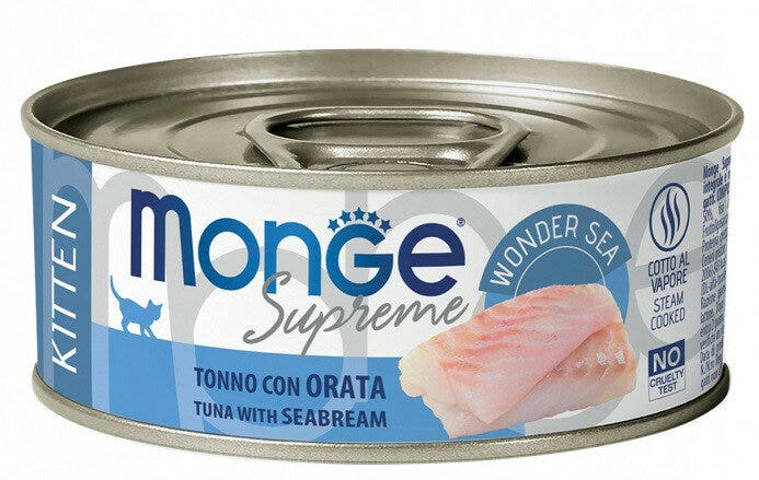 Monge Supreme Cibo Umido Tonno Con Orata Per Gattini Scatoletta 80g