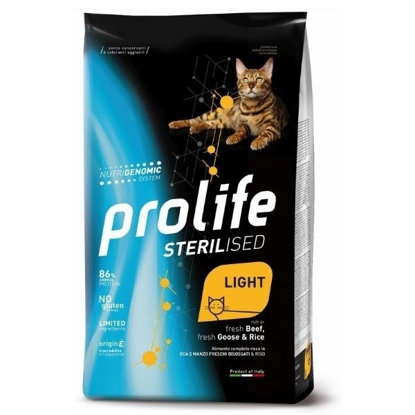 Prolife Sterilised Manzo Fresco Disossato E Riso Cibo Secco Per Gatti Maturi Sacco 7kg